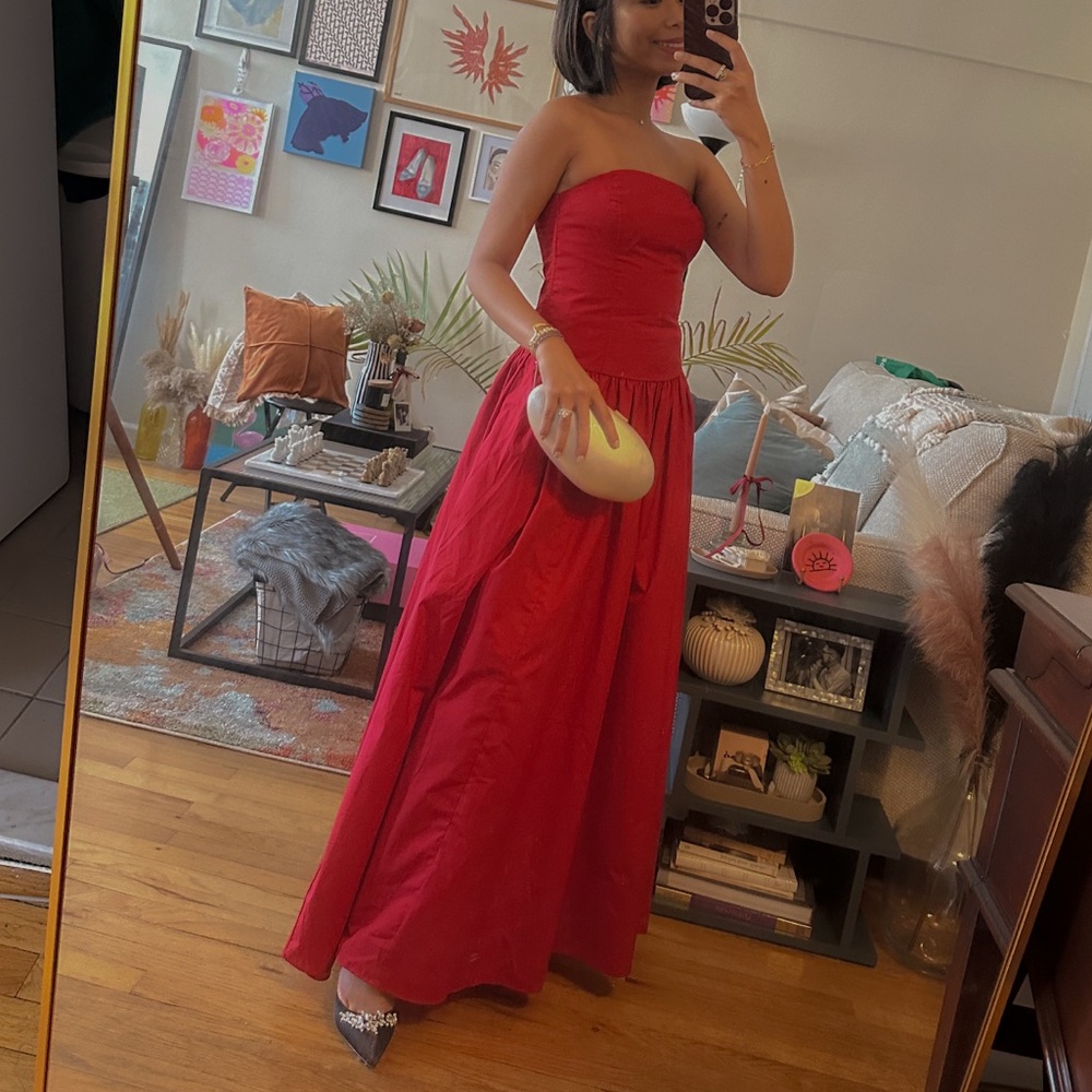 Red Strapless Gown